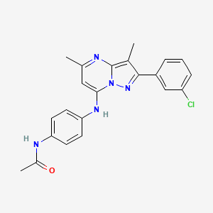 molecular formula C22H20ClN5O B11313988 N-(4-{[2-(3-chlorophenyl)-3,5-dimethylpyrazolo[1,5-a]pyrimidin-7-yl]amino}phenyl)acetamide 