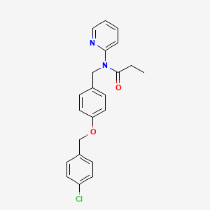 molecular formula C22H21ClN2O2 B11313995 N-{4-[(4-chlorobenzyl)oxy]benzyl}-N-(pyridin-2-yl)propanamide 