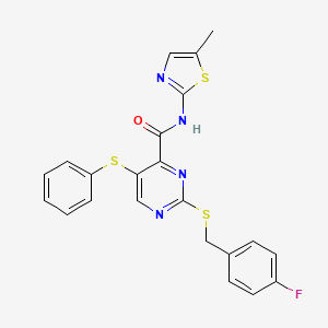 2-[(4-fluorobenzyl)sulfanyl]-N-(5-methyl-1,3-thiazol-2-yl)-5-(phenylsulfanyl)pyrimidine-4-carboxamide