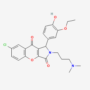 molecular formula C24H25ClN2O5 B11314036 7-Chloro-2-[3-(dimethylamino)propyl]-1-(3-ethoxy-4-hydroxyphenyl)-1,2-dihydrochromeno[2,3-c]pyrrole-3,9-dione 