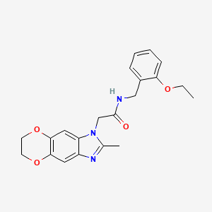 molecular formula C21H23N3O4 B11314151 N-(2-ethoxybenzyl)-2-(2-methyl-6,7-dihydro-1H-[1,4]dioxino[2,3-f]benzimidazol-1-yl)acetamide 