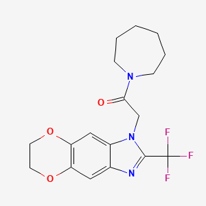 1-(azepan-1-yl)-2-[2-(trifluoromethyl)-6,7-dihydro-1H-[1,4]dioxino[2,3-f]benzimidazol-1-yl]ethanone