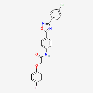 molecular formula C22H15ClFN3O3 B11314274 N-{4-[3-(4-chlorophenyl)-1,2,4-oxadiazol-5-yl]phenyl}-2-(4-fluorophenoxy)acetamide 