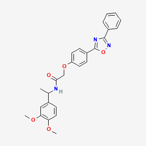 molecular formula C26H25N3O5 B11314281 N-[1-(3,4-dimethoxyphenyl)ethyl]-2-[4-(3-phenyl-1,2,4-oxadiazol-5-yl)phenoxy]acetamide 