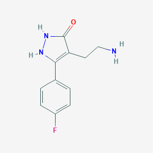 molecular formula C11H12FN3O B113143 4-(2-aminoethyl)-5-(4-fluorophenyl)-1,2-dihydro-3H-pyrazol-3-one CAS No. 878208-78-7