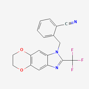 molecular formula C18H12F3N3O2 B11314313 2-{[2-(trifluoromethyl)-6,7-dihydro-1H-[1,4]dioxino[2,3-f]benzimidazol-1-yl]methyl}benzonitrile 