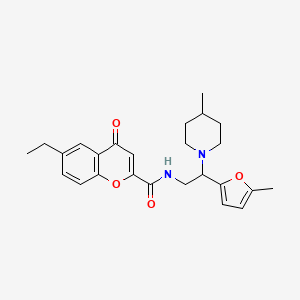 6-ethyl-N-[2-(5-methylfuran-2-yl)-2-(4-methylpiperidin-1-yl)ethyl]-4-oxo-4H-chromene-2-carboxamide