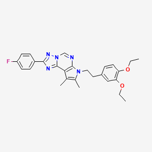 molecular formula C27H28FN5O2 B11314431 2-Ethoxy-4-{2-[2-(4-fluorophenyl)-8,9-dimethyl-7H-pyrrolo[3,2-E][1,2,4]triazolo[1,5-C]pyrimidin-7-YL]ethyl}phenyl ethyl ether 