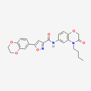 molecular formula C24H23N3O6 B11314462 N-(4-butyl-3-oxo-3,4-dihydro-2H-1,4-benzoxazin-6-yl)-5-(2,3-dihydro-1,4-benzodioxin-6-yl)-1,2-oxazole-3-carboxamide 