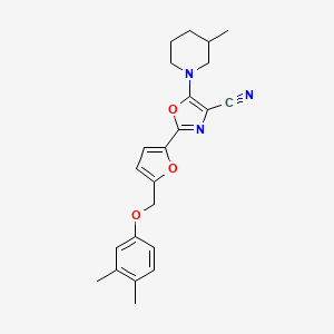 2-{5-[(3,4-Dimethylphenoxy)methyl]furan-2-yl}-5-(3-methylpiperidin-1-yl)-1,3-oxazole-4-carbonitrile