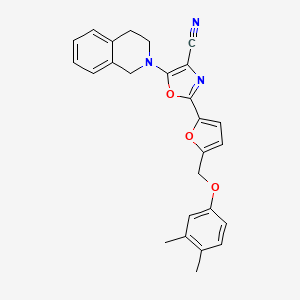 5-(3,4-dihydroisoquinolin-2(1H)-yl)-2-{5-[(3,4-dimethylphenoxy)methyl]furan-2-yl}-1,3-oxazole-4-carbonitrile