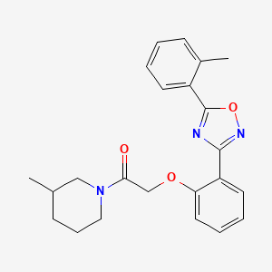 molecular formula C23H25N3O3 B11314565 2-{2-[5-(2-Methylphenyl)-1,2,4-oxadiazol-3-yl]phenoxy}-1-(3-methylpiperidin-1-yl)ethanone 