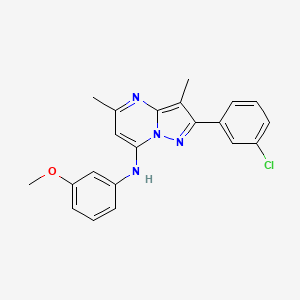 molecular formula C21H19ClN4O B11314657 2-(3-chlorophenyl)-N-(3-methoxyphenyl)-3,5-dimethylpyrazolo[1,5-a]pyrimidin-7-amine 