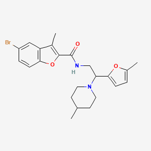 molecular formula C23H27BrN2O3 B11314667 5-bromo-3-methyl-N-[2-(5-methylfuran-2-yl)-2-(4-methylpiperidin-1-yl)ethyl]-1-benzofuran-2-carboxamide 