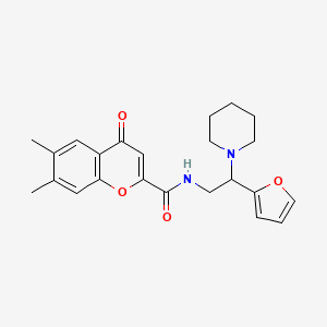 N-[2-(furan-2-yl)-2-(piperidin-1-yl)ethyl]-6,7-dimethyl-4-oxo-4H-chromene-2-carboxamide