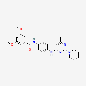 molecular formula C25H29N5O3 B11314708 3,5-Dimethoxy-N-(4-{[6-methyl-2-(piperidin-1-YL)pyrimidin-4-YL]amino}phenyl)benzamide 