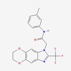 molecular formula C19H16F3N3O3 B11314733 N-(3-methylphenyl)-2-[2-(trifluoromethyl)-6,7-dihydro-1H-[1,4]dioxino[2,3-f]benzimidazol-1-yl]acetamide 