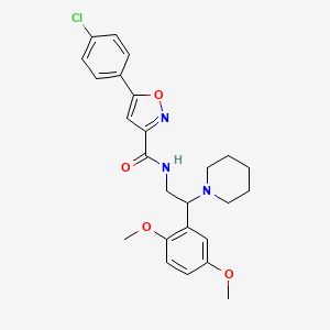 molecular formula C25H28ClN3O4 B11314742 5-(4-chlorophenyl)-N-[2-(2,5-dimethoxyphenyl)-2-(piperidin-1-yl)ethyl]-1,2-oxazole-3-carboxamide 