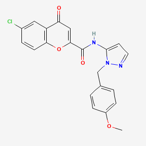 molecular formula C21H16ClN3O4 B11314767 6-chloro-N-[1-(4-methoxybenzyl)-1H-pyrazol-5-yl]-4-oxo-4H-chromene-2-carboxamide 