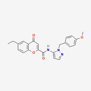 molecular formula C23H21N3O4 B11314875 6-ethyl-N-[1-(4-methoxybenzyl)-1H-pyrazol-5-yl]-4-oxo-4H-chromene-2-carboxamide 