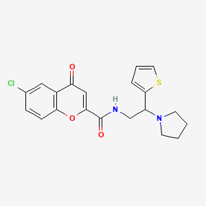 6-chloro-4-oxo-N-[2-(pyrrolidin-1-yl)-2-(thiophen-2-yl)ethyl]-4H-chromene-2-carboxamide