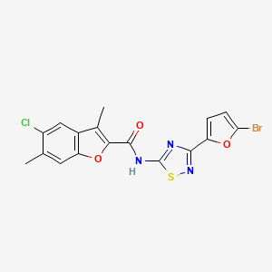 molecular formula C17H11BrClN3O3S B11315013 N-[3-(5-bromofuran-2-yl)-1,2,4-thiadiazol-5-yl]-5-chloro-3,6-dimethyl-1-benzofuran-2-carboxamide 