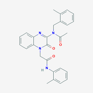 molecular formula C27H26N4O3 B11315035 N-(2-methylbenzyl)-N-(4-{2-[(2-methylphenyl)amino]-2-oxoethyl}-3-oxo-3,4-dihydroquinoxalin-2-yl)acetamide 