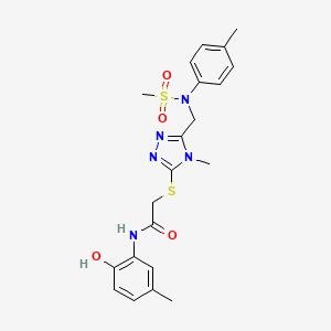 molecular formula C21H25N5O4S2 B11315049 N-(2-hydroxy-5-methylphenyl)-2-[(4-methyl-5-{[(4-methylphenyl)(methylsulfonyl)amino]methyl}-4H-1,2,4-triazol-3-yl)sulfanyl]acetamide 