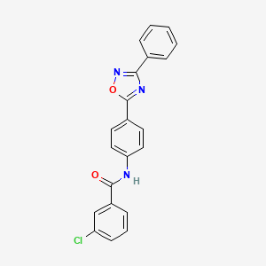 molecular formula C21H14ClN3O2 B11315061 3-chloro-N-[4-(3-phenyl-1,2,4-oxadiazol-5-yl)phenyl]benzamide 