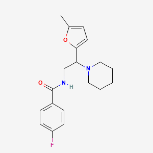 4-fluoro-N-[2-(5-methylfuran-2-yl)-2-(piperidin-1-yl)ethyl]benzamide