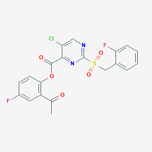 2-Acetyl-4-fluorophenyl 5-chloro-2-[(2-fluorobenzyl)sulfonyl]pyrimidine-4-carboxylate