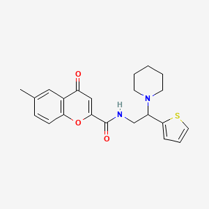 6-methyl-4-oxo-N-[2-(piperidin-1-yl)-2-(thiophen-2-yl)ethyl]-4H-chromene-2-carboxamide