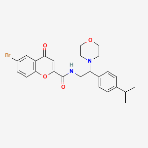 molecular formula C25H27BrN2O4 B11315217 6-Bromo-N-[2-(morpholin-4-YL)-2-[4-(propan-2-YL)phenyl]ethyl]-4-oxo-4H-chromene-2-carboxamide 