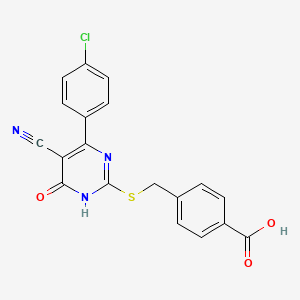 4-[[6-(4-chlorophenyl)-5-cyano-4-oxo-1H-pyrimidin-2-yl]sulfanylmethyl]benzoic acid