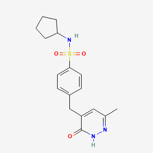 N-cyclopentyl-4-[(6-methyl-3-oxo-2,3-dihydropyridazin-4-yl)methyl]benzenesulfonamide