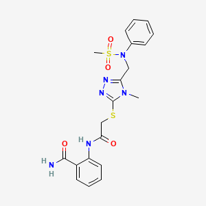 molecular formula C20H22N6O4S2 B11315333 2-({[(4-methyl-5-{[(methylsulfonyl)(phenyl)amino]methyl}-4H-1,2,4-triazol-3-yl)sulfanyl]acetyl}amino)benzamide 