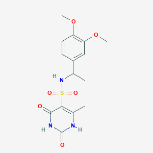 molecular formula C15H19N3O6S B11315342 N-[1-(3,4-dimethoxyphenyl)ethyl]-2-hydroxy-4-methyl-6-oxo-1,6-dihydropyrimidine-5-sulfonamide 