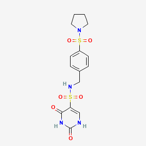 molecular formula C15H18N4O6S2 B11315347 2-hydroxy-6-oxo-N-[4-(pyrrolidin-1-ylsulfonyl)benzyl]-1,6-dihydropyrimidine-5-sulfonamide 