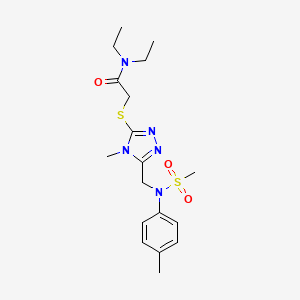 molecular formula C18H27N5O3S2 B11315354 N,N-diethyl-2-[(4-methyl-5-{[(4-methylphenyl)(methylsulfonyl)amino]methyl}-4H-1,2,4-triazol-3-yl)sulfanyl]acetamide 