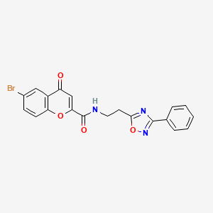 molecular formula C20H14BrN3O4 B11315365 6-bromo-4-oxo-N-[2-(3-phenyl-1,2,4-oxadiazol-5-yl)ethyl]-4H-chromene-2-carboxamide CAS No. 1018143-61-7