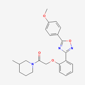 molecular formula C23H25N3O4 B11315372 2-{2-[5-(4-Methoxyphenyl)-1,2,4-oxadiazol-3-yl]phenoxy}-1-(3-methylpiperidin-1-yl)ethanone 