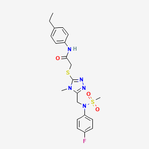 molecular formula C21H24FN5O3S2 B11315389 N-(4-ethylphenyl)-2-[(5-{[(4-fluorophenyl)(methylsulfonyl)amino]methyl}-4-methyl-4H-1,2,4-triazol-3-yl)sulfanyl]acetamide 