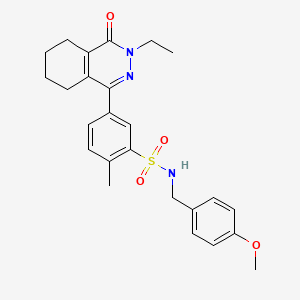 molecular formula C25H29N3O4S B11315408 5-(3-ethyl-4-oxo-3,4,5,6,7,8-hexahydrophthalazin-1-yl)-N-(4-methoxybenzyl)-2-methylbenzenesulfonamide 