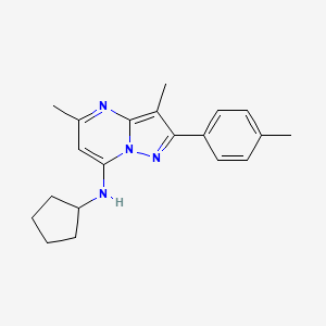 molecular formula C20H24N4 B11315423 N-cyclopentyl-3,5-dimethyl-2-(4-methylphenyl)pyrazolo[1,5-a]pyrimidin-7-amine 