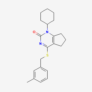 molecular formula C21H26N2OS B11315438 1-cyclohexyl-4-[(3-methylbenzyl)sulfanyl]-1,5,6,7-tetrahydro-2H-cyclopenta[d]pyrimidin-2-one 