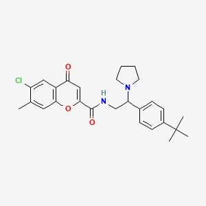 molecular formula C27H31ClN2O3 B11315441 N-[2-(4-tert-butylphenyl)-2-(pyrrolidin-1-yl)ethyl]-6-chloro-7-methyl-4-oxo-4H-chromene-2-carboxamide 