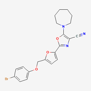 molecular formula C21H20BrN3O3 B11315463 5-(Azepan-1-yl)-2-{5-[(4-bromophenoxy)methyl]furan-2-yl}-1,3-oxazole-4-carbonitrile 