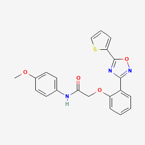 molecular formula C21H17N3O4S B11315475 N-(4-methoxyphenyl)-2-{2-[5-(thiophen-2-yl)-1,2,4-oxadiazol-3-yl]phenoxy}acetamide 