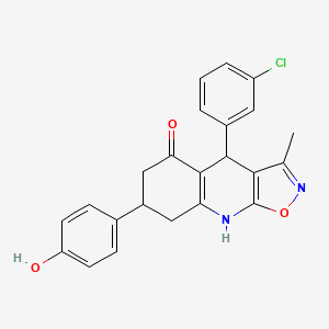 molecular formula C23H19ClN2O3 B11315486 4-(3-Chlorophenyl)-7-(4-hydroxyphenyl)-3-methyl-4,6,7,8-tetrahydro[1,2]oxazolo[5,4-b]quinolin-5-ol 