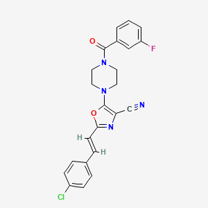 2-[(E)-2-(4-chlorophenyl)ethenyl]-5-{4-[(3-fluorophenyl)carbonyl]piperazin-1-yl}-1,3-oxazole-4-carbonitrile